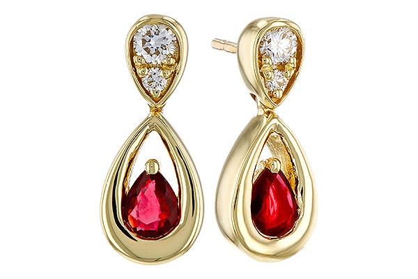 L302-30133: EARRINGS .40 RUBY .52 TGW (4x3 RUBY)